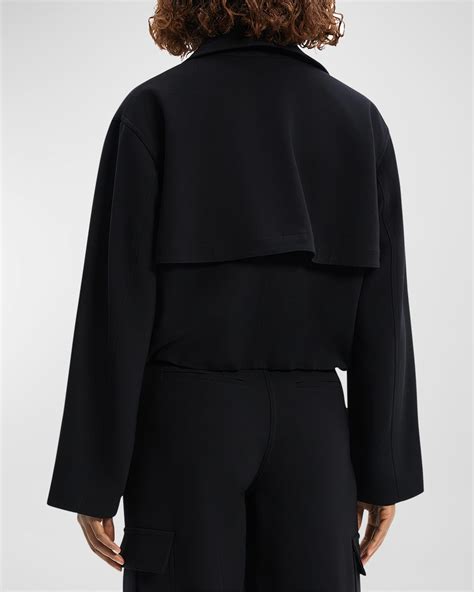 Theory Oversized Double-Breasted Crop Trench Coat | Neiman Marcus