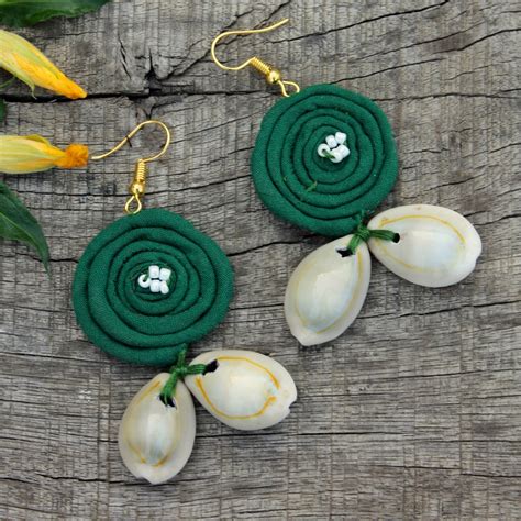 Textile Earring: Shop Green loop online at bebaakstudio.com – Bebaak