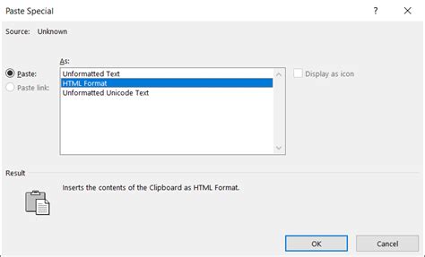 Image result for Paste as HTML