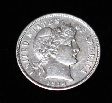 1914 D USA 10 CENT DIME - BARBER - .900 SILVER - HIGH GRADE - FULL ...