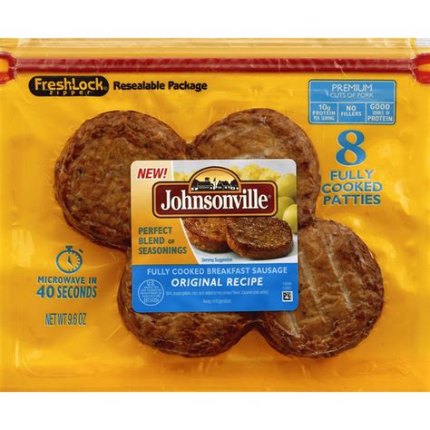 Johnsonville Breakfast Sausage, Fully Cooked, Original Recipe, Patties ...