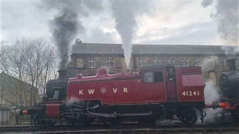 KWVR Ivatt Class 2MT 2-6-2 41241 departs Keighley at the Steam Gala for ...