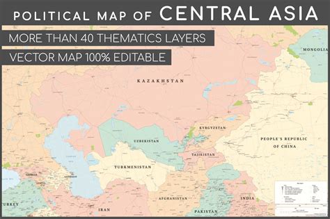 Political Map of Asia - Central Asia