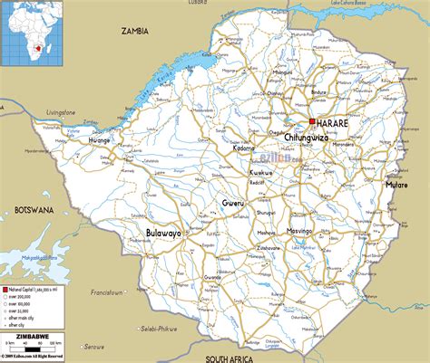 Large road map of Zimbabwe with cities and airports | Zimbabwe | Africa | Mapsland | Maps of the ...