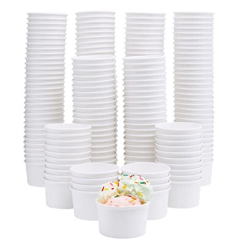 200-Pack Paper Ice Cream Cups - Bulk 8 oz Disposable Ice Cream Bowls ...