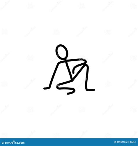 Man Sitting on the Floor and Thinking Stick Figure Stock Vector ...