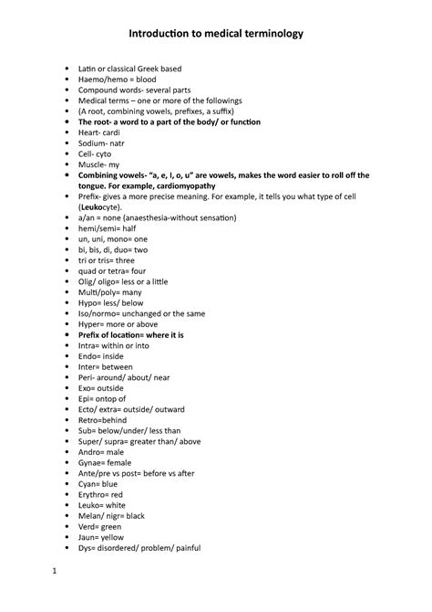 introduction to medical terminology - Latin or classical Greek based ...