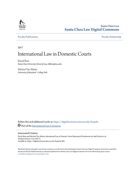 International Law in Domestic Courts - Santa Clara Law Santa Clara Law ...