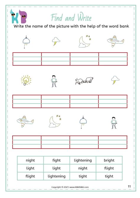 Learn to Spell igh Words - Free Phonics Worksheets - KikkiBikki