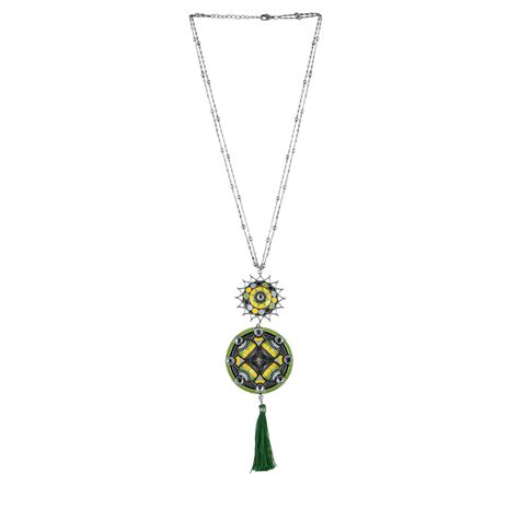 Folklore Circles Enamelled Tassel Drop Necklace – VOYLLA