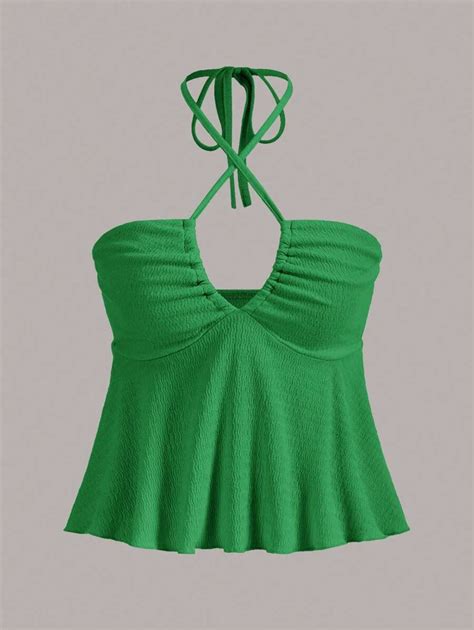 SHEIN ICON Summer Going Out A Pendulum Crisscross Tie Backless Halter ...