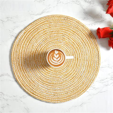 Buy LaVichitra Braided Cotton Placemats 35 Cm Round - Dining Table, Bed ...