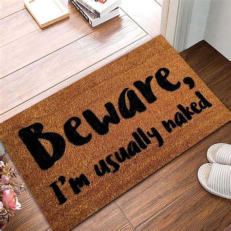 1X Fun Floor Mat Beware I'M Usually Nude Bathroom Door Front Non Slip ...
