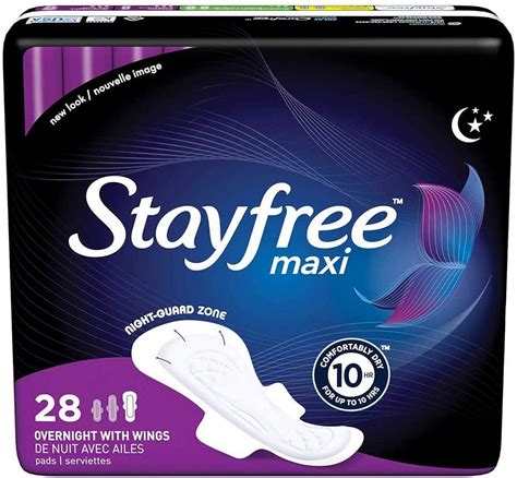 Stayfree Maxi Pads Overnight with Wings, 28 Count, 3 Pack - Walmart.com