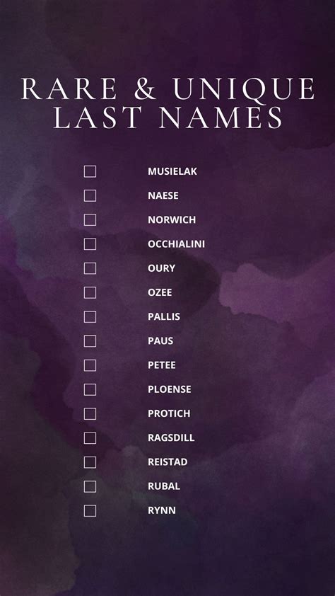 Printable List Of Unique Last Names [PDF Included] - Printables Hub ...