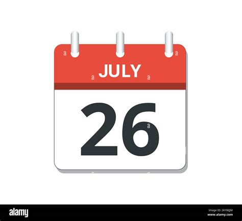 July 26th calendar icon vector. Concept of schedule, business and tasks ...