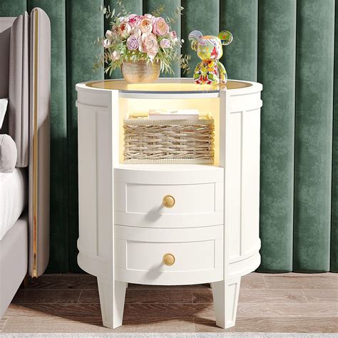 Amazon.com: Tribesigns 2-Drawer Nightstand with Glass Tabletop, Modern ...