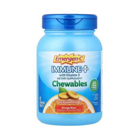 Emergen-C, Immune Plus® With Vitamin D, Orange Blast, 42 Chewable Tabl ...