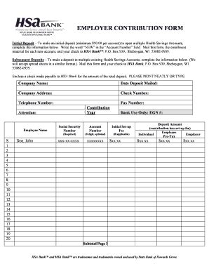 Employer Contribution Form - Blank Fillable Template | Fill Out, Print ...
