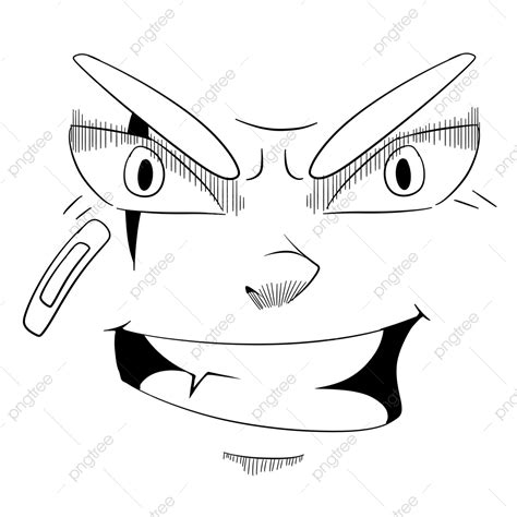 Line Drawing, Angry Anime Face, Anime Face, Anime Angry, Angry Face PNG ...