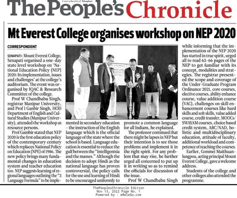 MEC organized State Level Workshop on NEP 2020: Its implementation ...