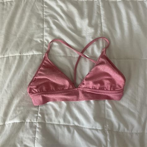 Vintage sparkly pink bikini top. Perfect for summer!... - Depop