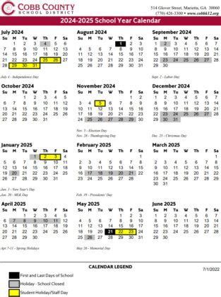 Cobb County School Calendar 2024-2025 | Marietta.com