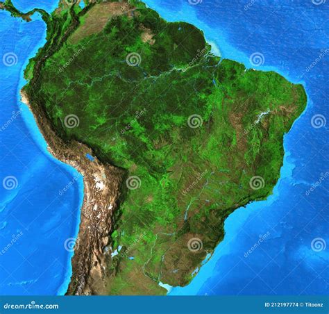 High Resolution Physical Map Of Brazil And Amazon Rainforest Stock ...