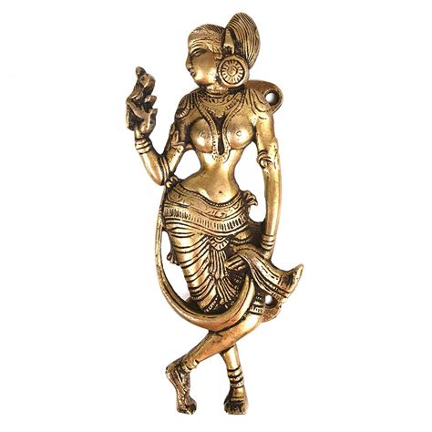 Brass Dancing Lady with Parrot In Hand Door Handle