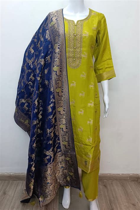 “AMRITA” Festive wear Jacquard silk kurta bottom with dupatta set ...