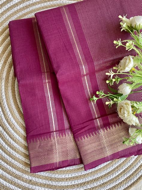 Silver Border Mangalgiri Cotton Saree 28 – The Loom Store