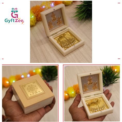 Gold Plated Charan Paduka with Laxmi, Ganesh & Saraswati Idol – A Divi ...