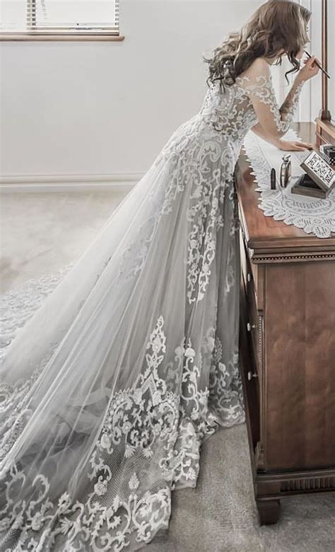 Grey Wedding Dress Long Sleeve at Tracy Swiderski blog