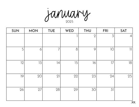 Best 12 January 2025 Calendars – Free Printable & Fillable – Artofit