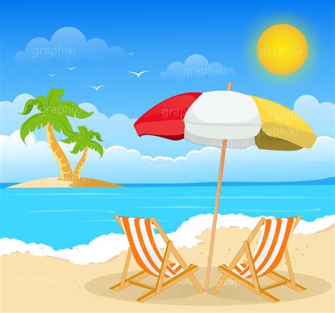 Beach Seaside Clipart: Summer Holiday Vector Graphics (digital Clipart ...