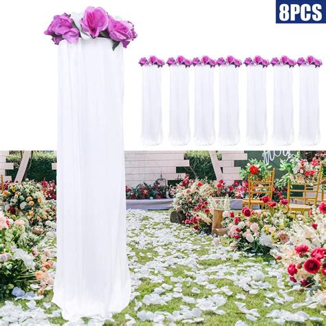 Buy 8Pcs Elegant Wedding Roman Column Silk Pillar Flower Column Stands ...