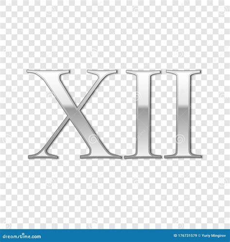 Silver Roman Numeral Number 12, XII, Twelve in Alphabet Letter Isolated ...