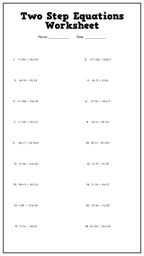 Image result for Complex Two-Step Equations Worksheet