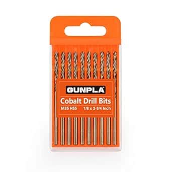 Gunpla 10 Pcs Cobalt Drill Bits 1/8 Inch, M35 HSS Imperial Straight ...