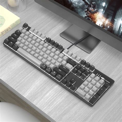 Mechanical Gaming Keyboard, 104 Keys White Backlit Keyboard with Red ...