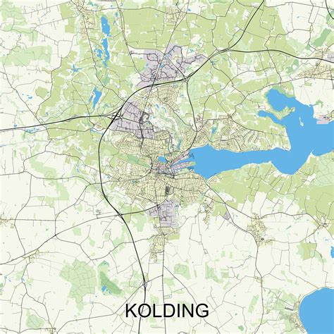 Kolding, Denmark map poster art 45743601 Vector Art at Vecteezy