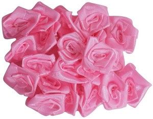 ASIAN HOBBY CRAFTS Satin and Tissue Ribbon Rose Flower, Pink (Pack of ...