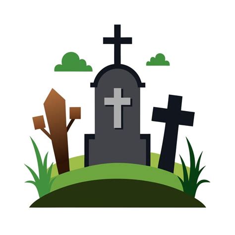 Cemetery graveyard scene on white background | Premium AI-generated vector