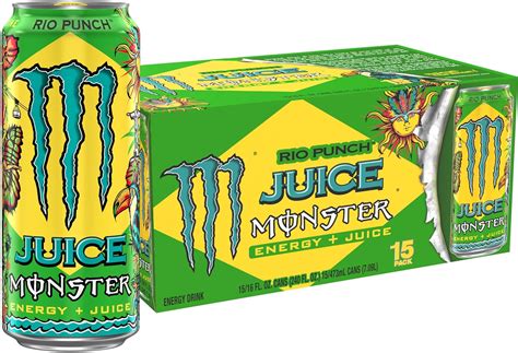 Monster Energy Juice Rio Punch, Energy + Juice, Energy Drink, 16 Ounce ...