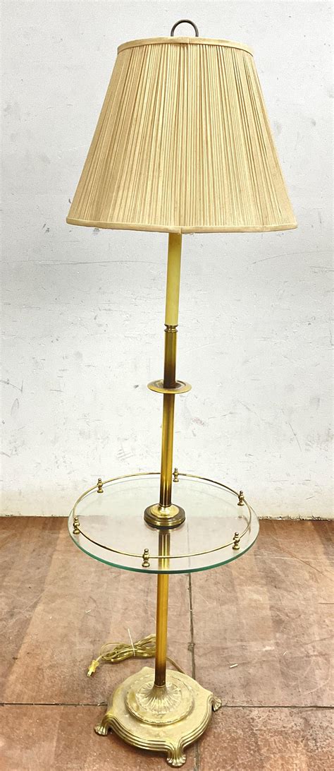 Lot - Vintage Traditional Style Floor Lamp / Table Combo