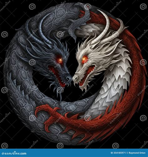 Yin-Yang Dragon Symbolism In Chinese Art Stock Illustration ...