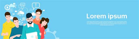 Business people team read document banner | Premium Vector
