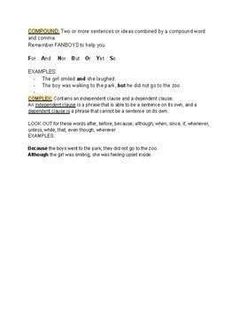 Image result for Compound Complex Sentences Fanboys Examples