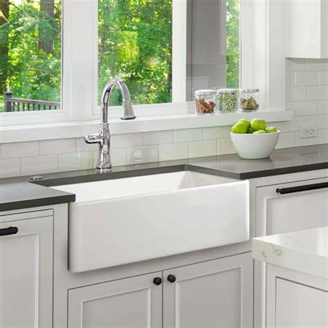 Fireclay Sink, Single Bowl Farmhouse Apron Kitchen Sink, White, 36 ...