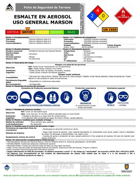 HDS Pintura en aerosol Marson - Elaboración de FST “ESMALTE EN AEROSOL ...
